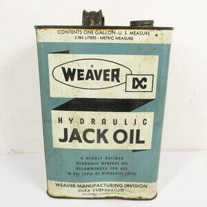 Vintage WEAVER  hydraulic Jack Oil Tin Can 1.785 Liters Made in USA